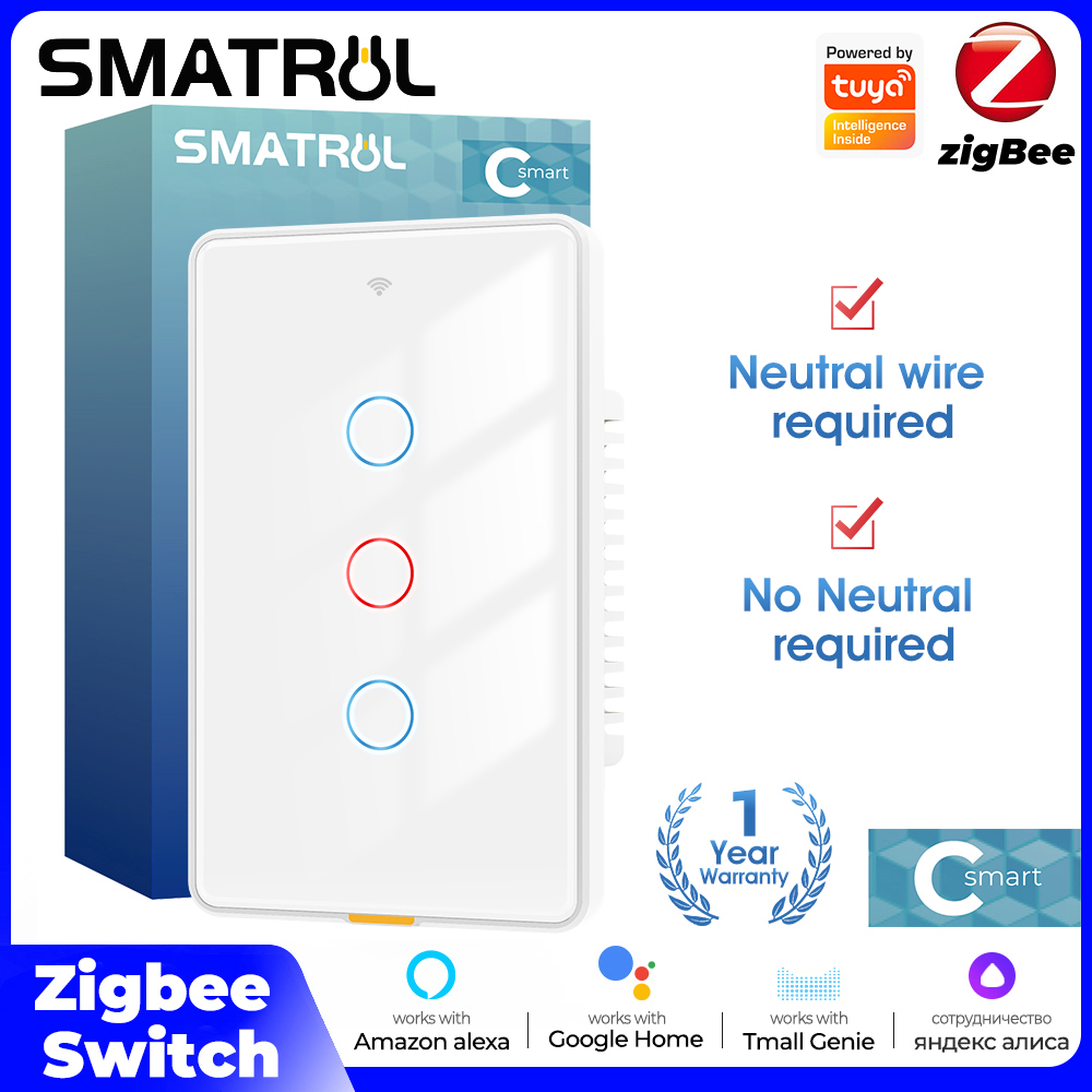 Smart Home Alexa - Inteligentny włącznik dotykowy Tuya Zigbee, bez