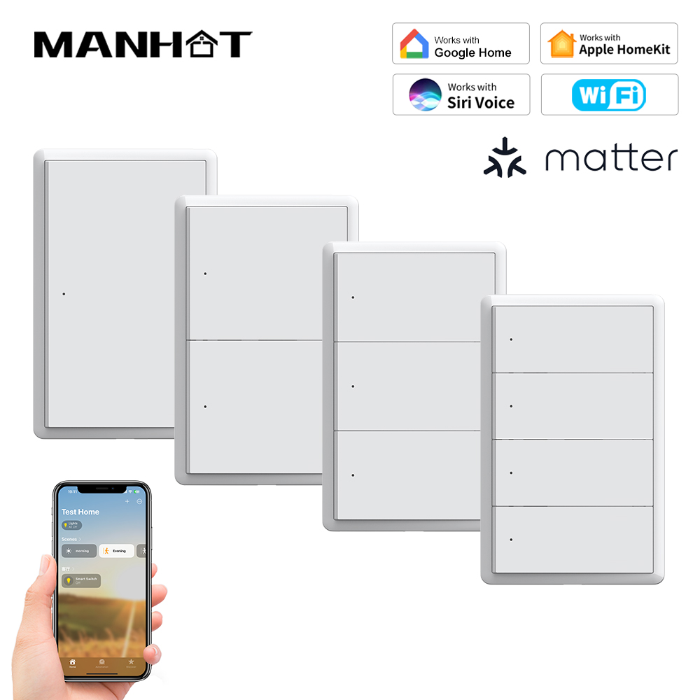 Smart Home Alexa - Inteligentny przełącznik WiFi MANHOT Homekit, bez