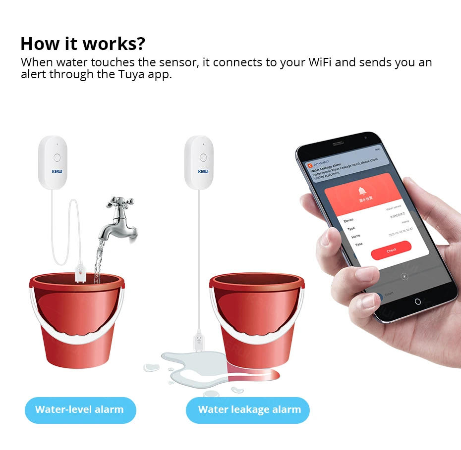 Czujnik zalania WiFi KERUI Sma – Smart Home Notifications recenzja i cena