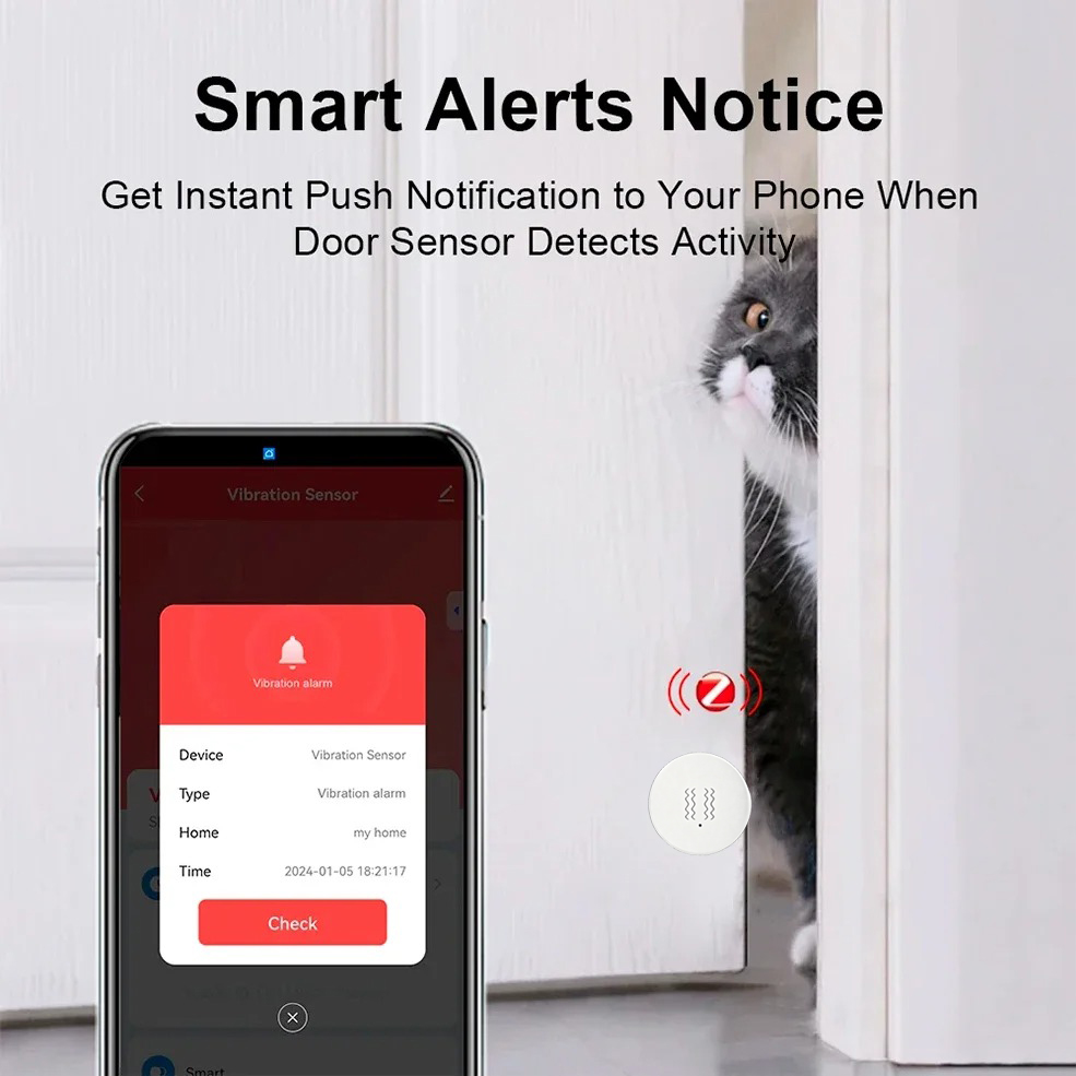 Czujnik wibracji Tuya Zigbee,  – Smart Home Notifications recenzja i cena